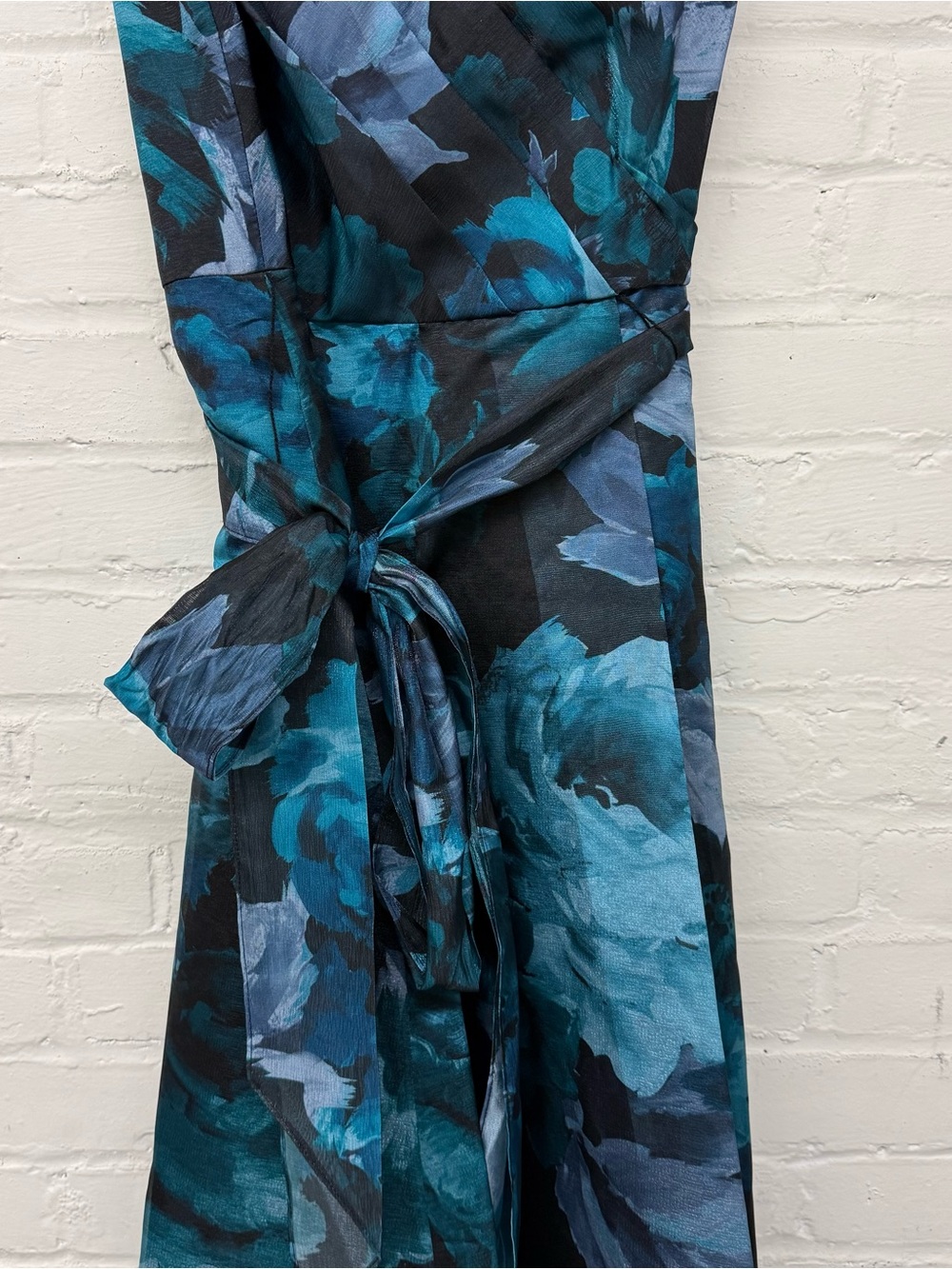 NWT Alex Evenings Blue Printed Midi Yoryu Sleeveless Dress Size 12 - Picture 4 of 10
